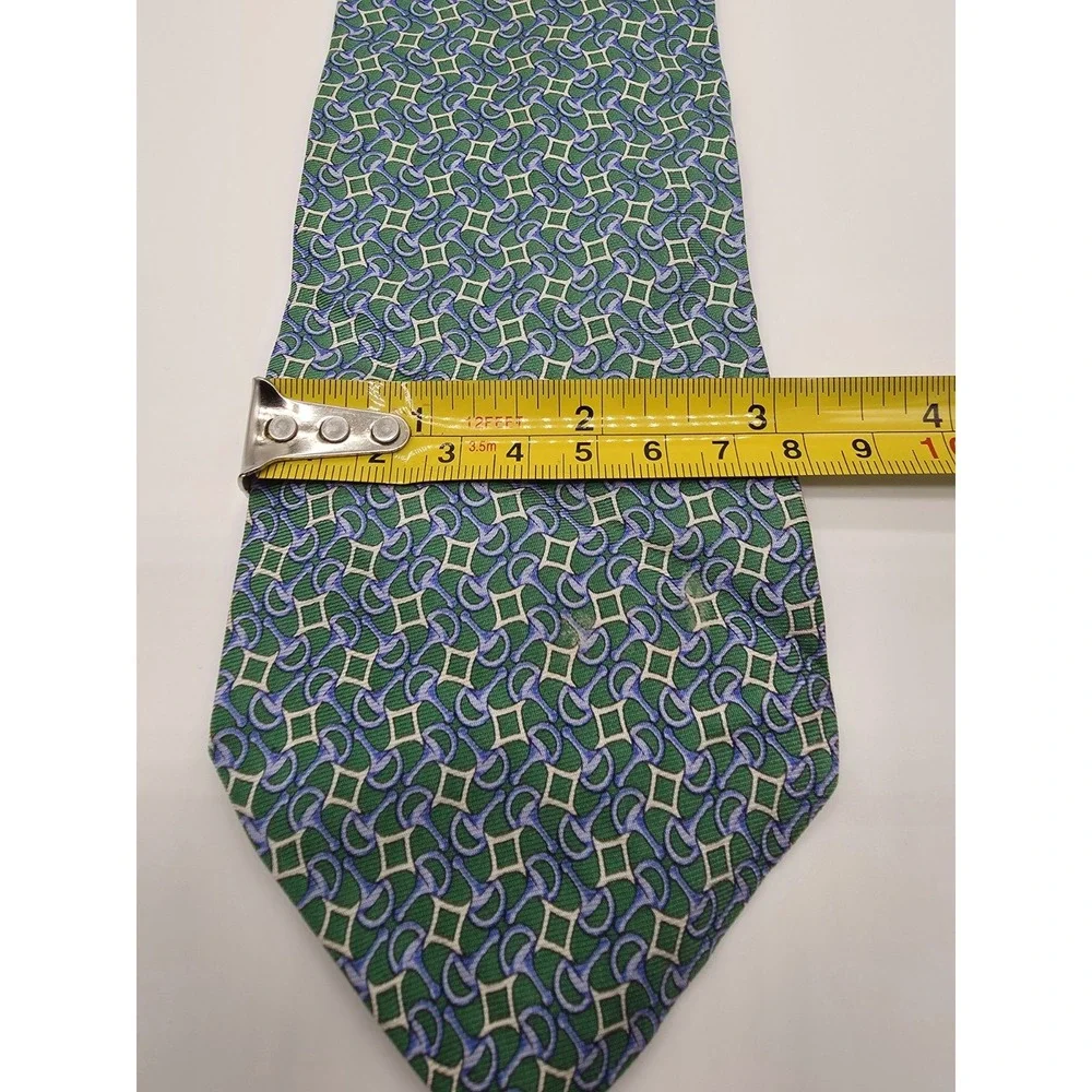Brooks Brothers 346 Geometric Green Blue Tie 57